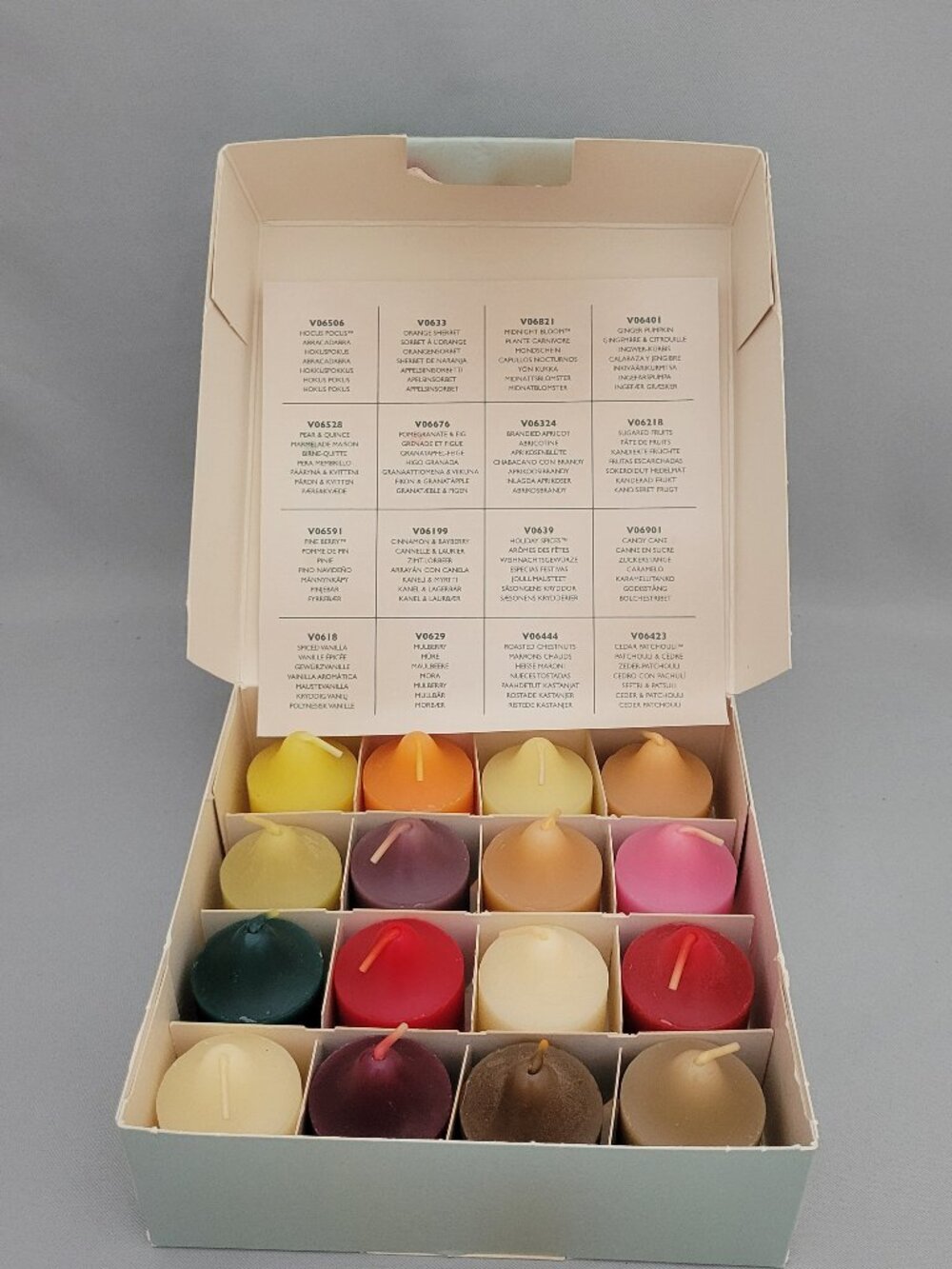 PartyLite Votive Sampler Box CS0214 Set of 16 Candles Fall Holiday Scents NIB